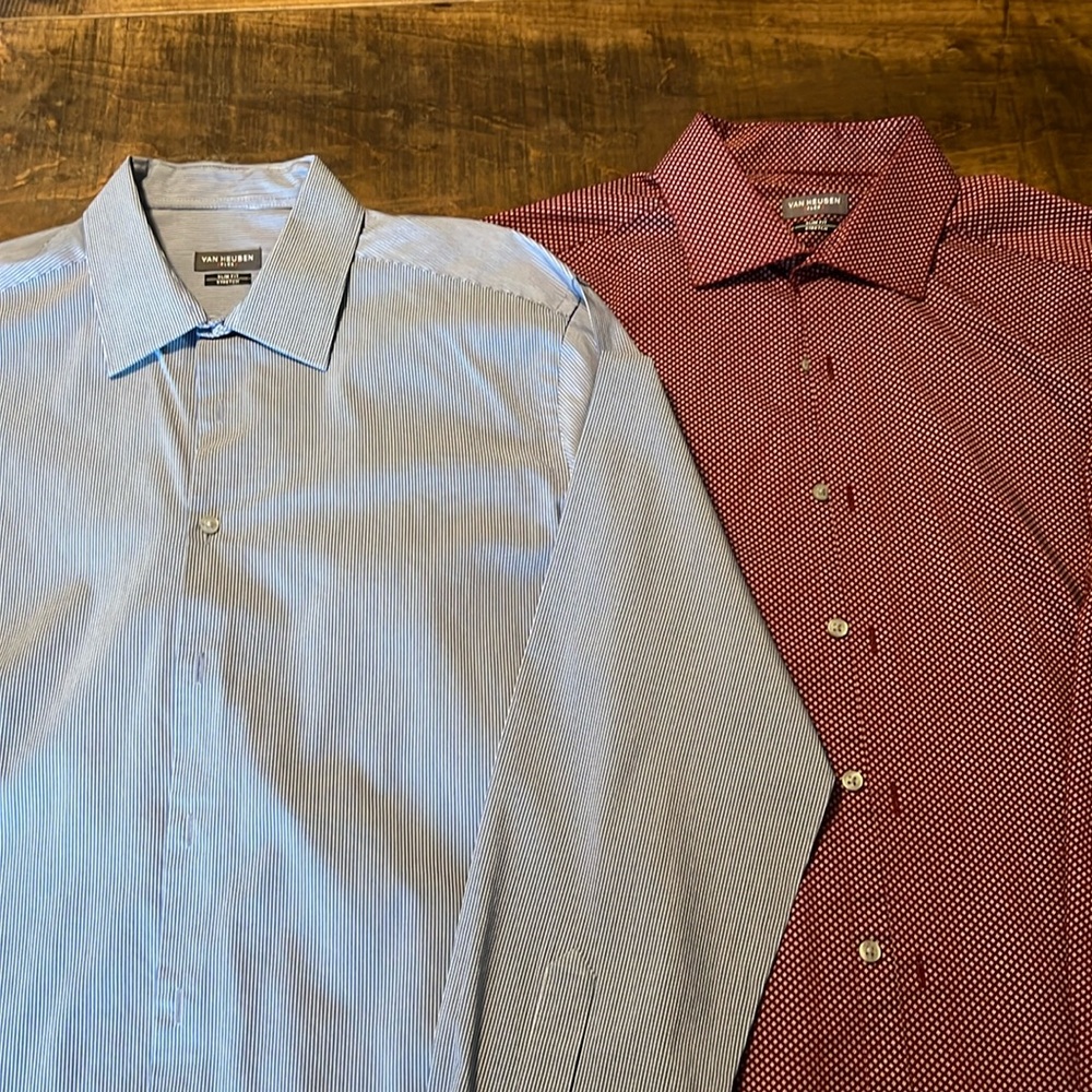 Van Heusen Botton Down Dress Shirt 16.5 34/35 Lot of 2